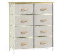 HOMCOM Cajonera de Tela Alta Cómoda con 8 Cajones 4 Bolsillos Laterales 2 Ganchos y Estructura de Acero Cómoda para Dormitorio Sala de Estar Pasillo Beige