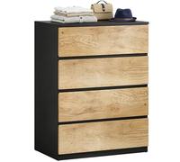 HOMCOM Cajonera dormitorio 4 cajones cómoda 60 x 39 x 80 cm negro roble