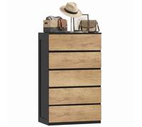 HOMCOM Cajonera dormitorio 5 cajones cómoda 60 x 39 x 100 cm negro roble