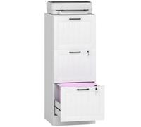 HOMCOM Cajonera Escritorio con 3 Cajones, Cajonera de Oficina, Mueble Archivador, con 2 Cerraduras, Riel Colgante para A4 y Carta, 40x40x101 cm, Blanco