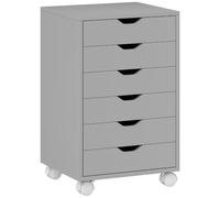 HOMCOM Cajonera Escritorio, Archivador Móvil, 6 Cajones,Gris | Soporte para Impresora con Ruedas, Guías Deslizantes Silenciosas, para Oficina, Casa
