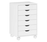 HOMCOM Cajonera Escritorio, Archivador Móvil con 6 Cajones, Soporte para Impresora con Ruedas, Guías Deslizantes Silenciosas, para Oficina, Casa, Blanco