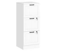 HOMCOM Cajonera Escritorio con 3 Cajones, Cajonera de Oficina, Mueble Archivador, con 2 Cerraduras, Riel Colgante para A4 y Carta, 40x40x101 cm, Blanco
