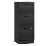 HOMCOM Cajonera Escritorio con 3 Cajones, Cajonera de Oficina, Mueble Archivador, con 2 Cerraduras, Riel Colgante para A4 y Carta, 40x40x101 cm, Negro
