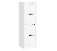 HOMCOM Cajonera Escritorio con 4 Cajones, Cajonera de Oficina, Mueble Archivador, con 2 Cerraduras, Riel Colgante para A4 y Carta, 40x40x131 cm, Blanco