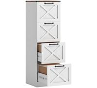 HOMCOM Cajonera Escritorio con 4 Cajones, Cajonera de Oficina, Mueble Archivador, Soporte para Impresora, con Riel Colgante para A4 y Carta, 40x40x131 cm, Blanco