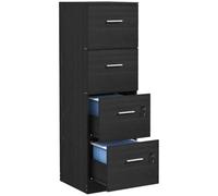 HOMCOM Cajonera Escritorio con 4 Cajones Cerraduras 40x42x130,8 cm Negro | Cajonera de Oficina, Barras Ajustables para Archivos Tamaño A4 y Carta, Archivador para Estudio, Salón