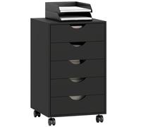 HOMCOM Cajonera Escritorio con Ruedas, 5 Cajones, 40x40x67 cm, Negro