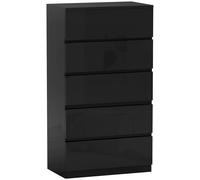 HOMCOM Cajonera Negra Cómoda Estrecha Minimalista con 5 Cajones de Estilo Moderno para Dormitorio Entrada Salón 55x34x100 cm Aosom España