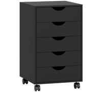 HOMCOM Cajonera Oficina con Ruedas y 5 Cajones Archivador Móvil, para Estudio Salón 40x40x67 cm Negro