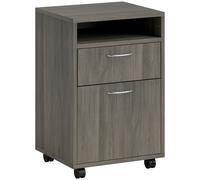 HOMCOM Cajonera Portadocumentos con 4 Ruedas, de Madera y Metal, 40x35x60 cm, Gris