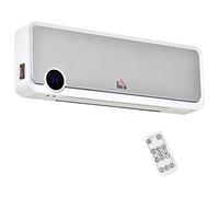 HOMCOM Calefactor Baño de Pared 1000W/2000W Calentador Cerámico con Pantalla LED Control Remoto Temporizador de 12H Termostato y Protección contra Recalentamiento 56x18,5x11,7 cm Blanco