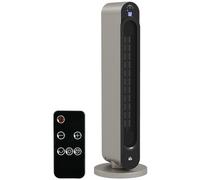 HOMCOM Calefactor Cerámico de Torre 1100/2200W Mando Pantalla LED Temporizador y Oscilación Ø25x73,5 cm Plata y Negro Aosom España