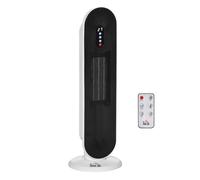 HOMCOM Calefactor Cerámico de Torre con Mando a Distancia Termostato Temporizador 24H y Sistema Antivuelco 21x21x63,5 cm Blanco y Negro Aosom España