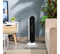 HOMCOM Calefactor Cerámico de Torre 1200W/2000W con Mando a Distancia Termostato Temporizador de 24H y Sistema Antivuelco