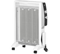 HOMCOM Calefactor Eléctrico 1000W/1500W Radiador de Mica Calefactor para Baño Silencioso con Termostato Regulable y 4 Ruedas para Sala de 15-18 m² 47x26,5x61,5 cm Blanco