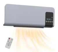 HOMCOM Calefactor Eléctrico Bajo Consumo, 1000W/2000W, Calefactor de Baño de Pared con Función de Oscilación, Pantalla LED, Protección contra Sobrecalentamiento, Temporizador, Mando a Distancia, Gris