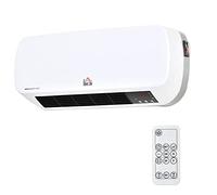 HOMCOM Calefactor Eléctrico Bajo Consumo, 1000W/2000W, Calefactor de Baño de Pared con Pantalla LED, IPX2, 3 Modos, PTC, Protección contra Sobrecalentamiento, Temporizador, Mando, para 20-25㎡, Blanco