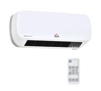 HOMCOM Calefactor Baño de Pared 1000W/2000W con Mando 3 Modos Temporizador de 12H Termostato 25 m² 45x18,6x11,5 cm Blanco Aosom España