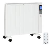 HOMCOM Calefactor Eléctrico con Ruedas, 9 Modos Preinstalados, Posibilidad de Montaje en Pared, 5-35°C, Blanco, 75 x 7,5 x 58,5 cm