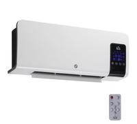 HOMCOM Calefactor Eléctrico Bajo Consumo, 1000/2000W, Calefactor de Baño de Pared con Función de Oscilación, Pantalla LED, Protección contra Sobrecalentamiento, Temporizador, Mando para 15-20m² Blanco