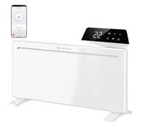 HOMCOM Calefactor Eléctrico Inteligente 2000W de Pared o Independiente Wifi | Compatible con Alexa y Google Home, 4 Modos, Termostato, Temporizador, Mando, Pantalla LED, Modo Ventana Abierta y Antihielo