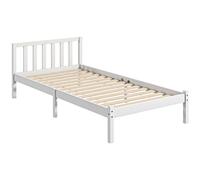 HOMCOM Cama de Madera Somier con Cabecera para Colchón de 90x190 cm (no incluido) Carga 120 kg 198x96x70 cm Blanco Aosom España