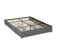 HOMCOM Cama Doble 140x190 cm Estructura de Cama Somier con 3 Cajones y Estructura de Metal Carga 363 kg Gris