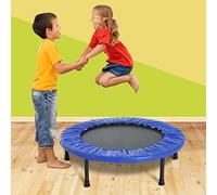 HOMCOM Cama Elástica Fitness Ø81 cm Carga 100 kg 81x81x22,5 cm Negro y Azul | Trampolín de Acero, Borde Protector, 28 Resortes, para Ejercicios en Interior y Exterior