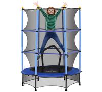 HOMCOM Cama Elástica Infantil Ø140x190 cm Trampolín para Niños de +3 Años con Red de Seguridad y Marco de Acero para Interior y Exterior Negro