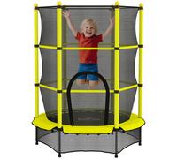 HOMCOM Cama Elástica Infantil Ø140 cm para Niños de 3-10 Años con Red de Seguridad Carga 50 kg para Interior Exterior Amarillo Amarillo