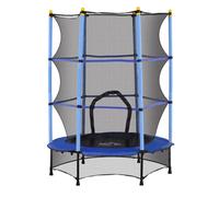 HOMCOM Cama Elástica Infantil Ø140 cm, Trampolín para Niños de 3-10 Años con Red de Seguridad y Marco de Acero, Carga 50 kg, para Interior y Exterior, Azul
