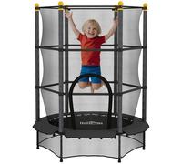 HOMCOM Cama Elástica Infantil Ø140 cm, Trampolín para Niños de 3-10 Años con Red de Seguridad y Marco de Acero, Carga 50 kg, para Interior y Exterior, Negro