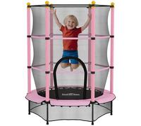 HOMCOM Cama Elástica Infantil Ø140 cm, Trampolín para Niños de 3-10 Años con Red de Seguridad y Marco de Acero, Carga 50 kg, para Interior y Exterior, Rosa