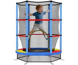 HOMCOM Cama Elástica Infantil Ø140x190 cm Trampolín para Niños de 3-6 Años con Red de Seguridad Carga 45 kg para Interior Multicolor