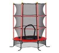 Homcom cama elástica infantil ø163x190 cm trampolín para niños de +3 años con red de seguridad y marco de acero carga 50 kg para interior y exterior rojo y negro 163 cm