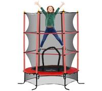 HOMCOM Cama Elástica Infantil Ø163x190 cm Trampolín para Niños de +3 Años con Red de Seguridad y Marco de Acero Carga 50 kg para Interior y Exterior Rojo y Negro