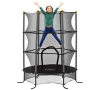 HOMCOM Cama Elástica Infantil Ø163x190 cm Trampolín para Niños Mayores de 3 Años con Marco de Acero y Red de Seguridad, para Interior y Exterior, Carga 50 kg, Negro
