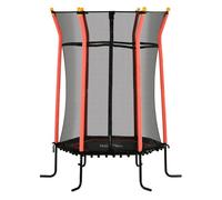 Homcom cama elástica infantil de jardín ø163,5x190 cm trampolín para niños de +3 años con red de seguridad y marco de acero para interior exterior carga 50 kg rojo