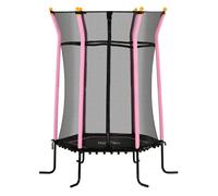 HOMCOM Cama Elástica Infantil de Jardín Ø163,5x190 cm Trampolín para Niños de +3 Años con Red de Seguridad Marco de Acero y sin Muelles para Interior Exterior Carga 50 kg Rosa