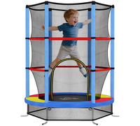 HOMCOM Cama Elástica Infantil Trampolín para Niños de 3-6 Años con Red de Seguridad Carga 45 kg Ø140x190 cm Multicolor verde