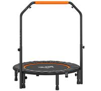 HOMCOM Cama Elástica Plegable Ø102 cm con Mango Ajustable Marco de Acero para Entrenamiento Piernas Cuerpo Negro y Naranja