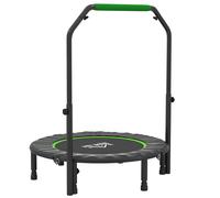 HOMCOM Cama Elástica Plegable Ø102 cm con Mango Ajustable Marco de Acero para Entrenamiento Piernas Cuerpo Negro y Verde