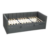 HOMCOM Cama Individual con Segunda Cama Extraíble, Tapizado en Tejido y Brazos, 205x181x70 cm, Gris Oscuro Aosom España