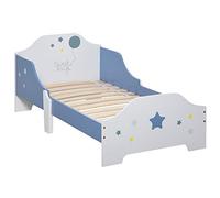 HOMCOM Cama Niños +3 Años Estampado Estrellas 143x74x59 cm Azul y Blanco
