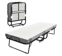 HOMCOM Cama Plegable 200x75x42,5 cm de Camping Portátil Colchón Individual Ruedas y Frenos Carga 150 kg para Dormitorio Salón Blanco Aosom España