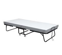 HOMCOM Cama Plegable 200x90 cm con 4 Ruedas, Cama de Camping Portátil, con Colchón Individual de 10 cm, Marco de Acero, Carga 150 kg, para Dormitorio, Salón, Oficina, Blanco