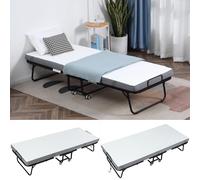 HOMCOM Cama Plegable 200x75x42,5 cm de Camping Portátil Colchón Individual Ruedas y Frenos Carga 150 kg para Dormitorio Salón Blanco Aosom España