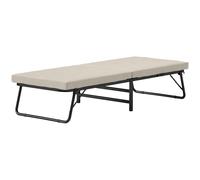 HOMCOM Cama Plegable Plegatín con Colchón de Espuma Respaldo Ajustable en 5 Posiciones y Ruedas Carga 120 kg 70x180 cm Crema Aosom España