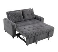 HOMCOM Cama Sofá de 2 Plazas Tapizada de Pana Convertible en Sofá Cama 2 Cojines Bolsillos Laterales 157x190 cm Gris Oscuro Aosom España